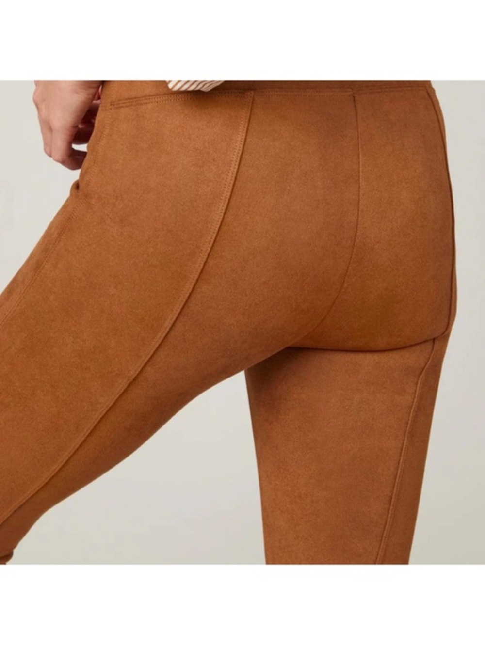 Spanx Women’s High-Rise Faux-Suede Leggings - Camel size large